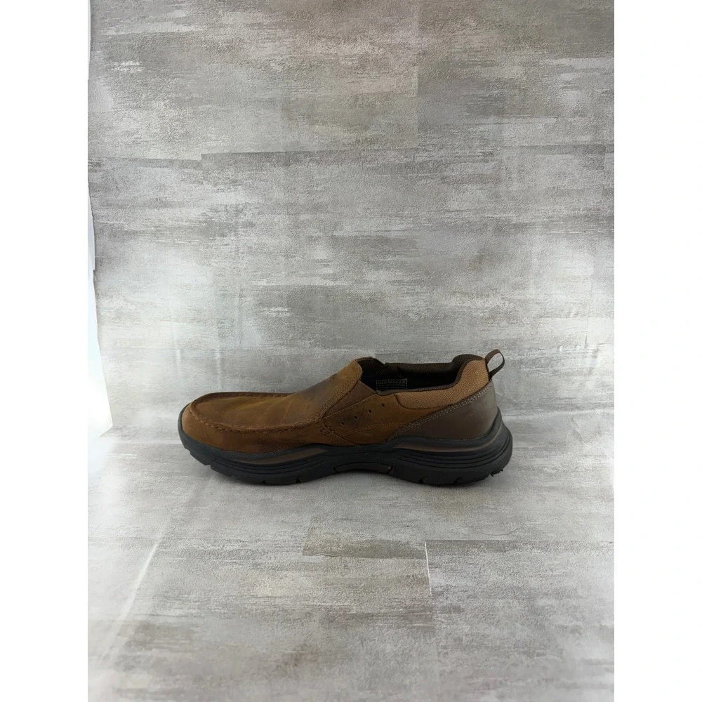 Skechers Relaxed Fit 66146 Brown Leather Slip On Loafers Men Sz 9.5 Goga Mat